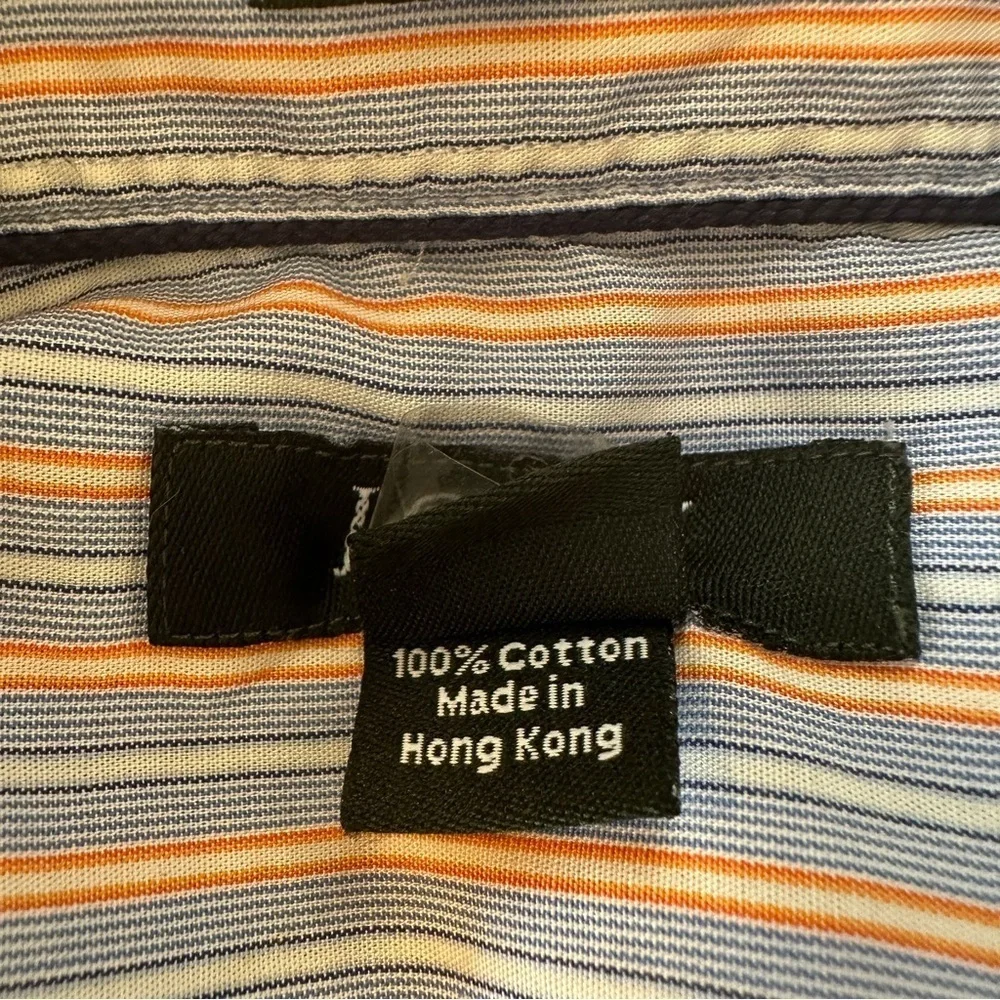 J. Crew Tailored Fit Men’s small 14-14.5 button down striped blue orange shirt